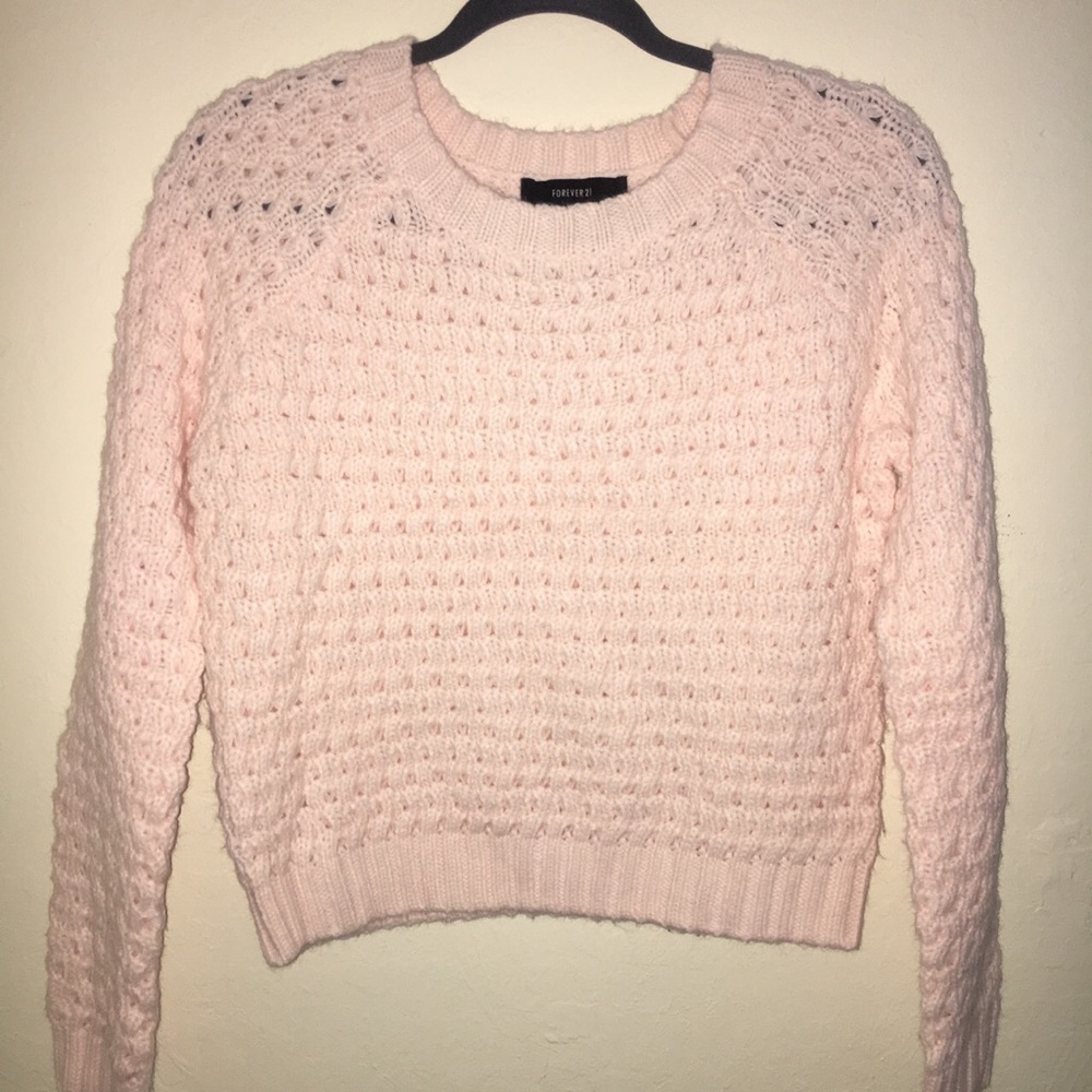 cozy pink knit sweater